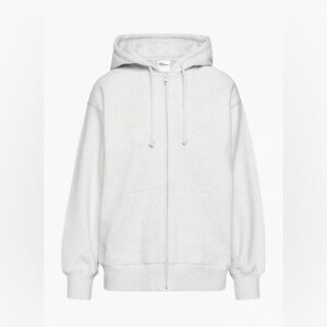 Aritzia TNA Cozy Fleece Boyfriend Zip Hoodie in Heather Cloud Size Small